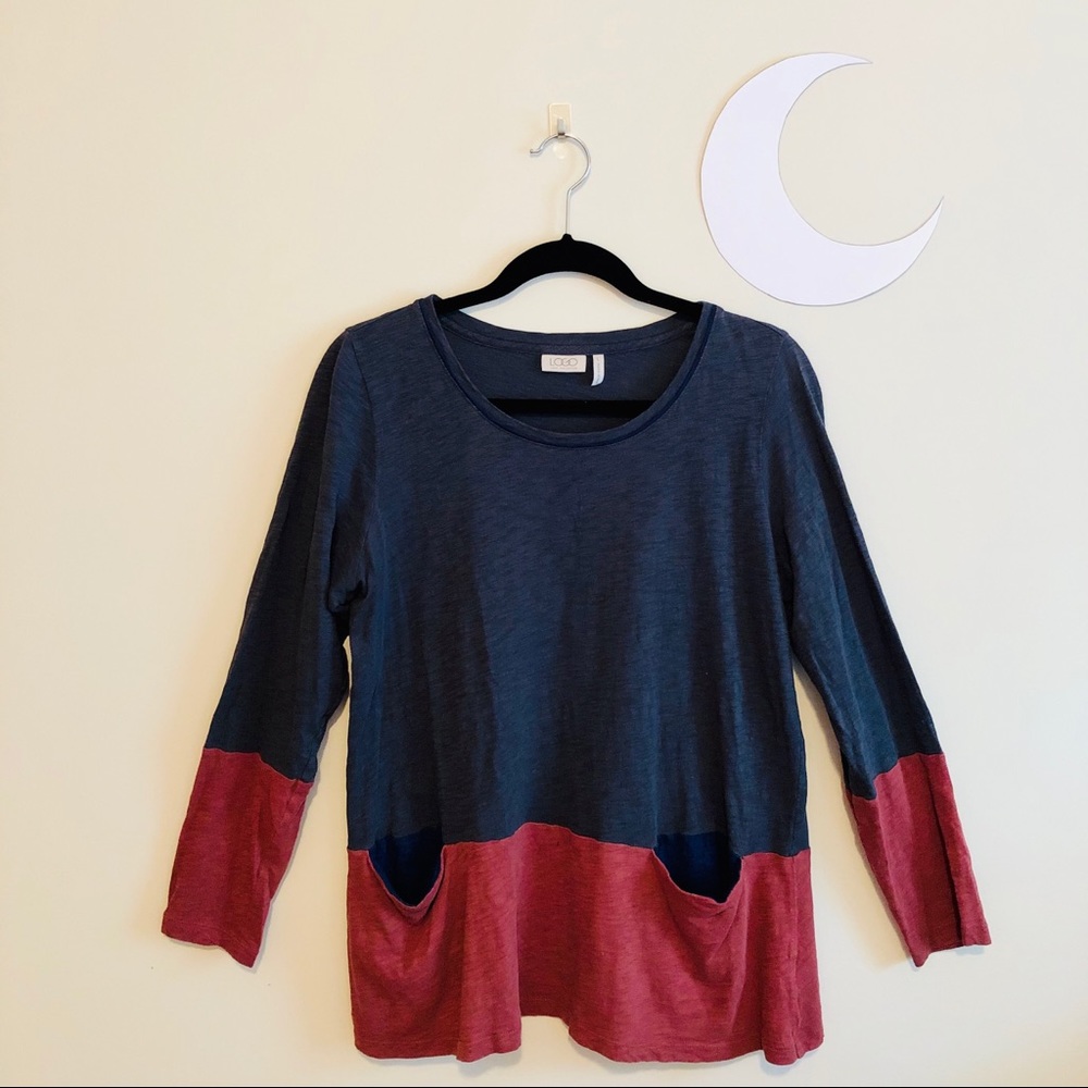 🌙 LOGO Comfy Cotton Top Color Block w/ Pockets